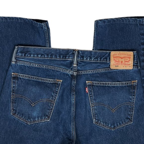 MEN'S LEVI'S 505 REGULAR FIT DARK WASH JEANS (36 X 29) - Picture 9 of 12